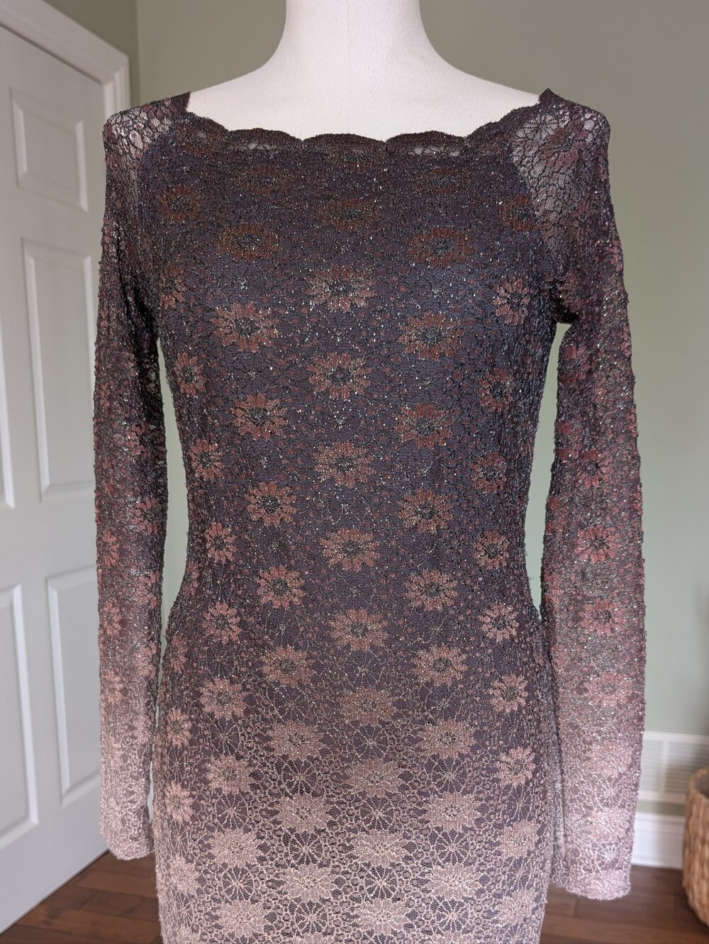 Laura Petites Ombre Lace Cocktail Dress Elegant Shimmer Sheath Small Petite